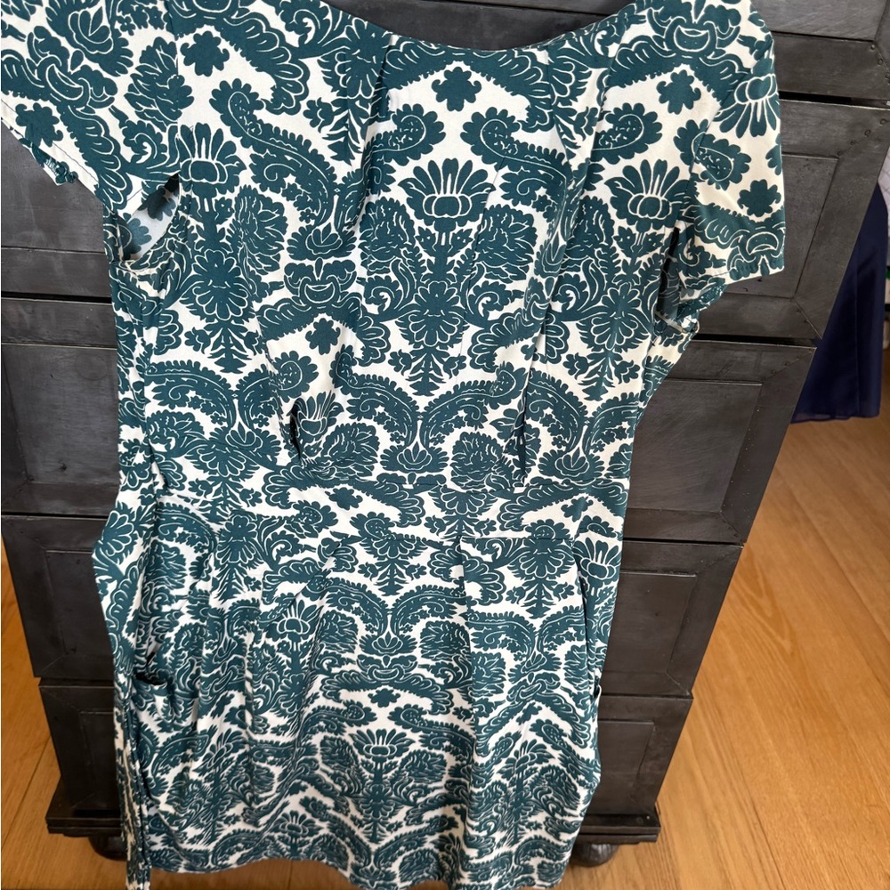 Floral Patterned Dress in Green and White